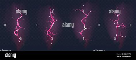 Lightning Electric Thunderbolt Strike During Night Storm Stock Vector