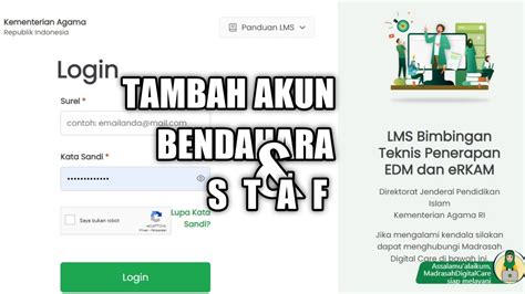 Tambah Akun Bendahara Dan Staf Di Aplikasi Lms Bimtek Edm Erkam Youtube