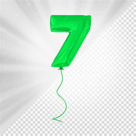 Premium PSD | Green balloon number 7