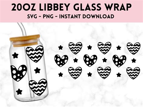 Hearts 20oz Libbey Can Glass Svg Graphic By Stormdigitalco · Creative