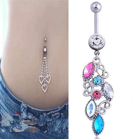 Buy Crystal Colorful Belly Button Rings Surgical Steel