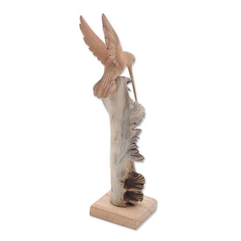 Unicef Market Hand Carved Flying Hummingbird Jempinis Wood Sculpture