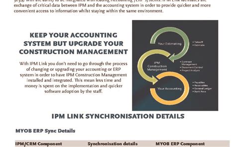 IPM Link MYOB IPM Construction Management Software Integrates With