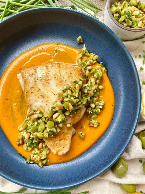 Sea Bass With Tomato Raisin Sauce And Olive Gremolata