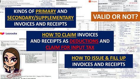 valid receipts  invoices allowable deduction bir registered fill