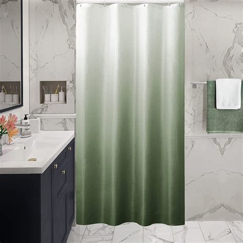 Small Stall Shower Curtain X Narrow Half Sage Green Ombre Shower