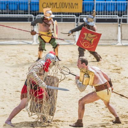 Retiarius Trident Net Fights Secutor Gladiators Editorial Stock Photo