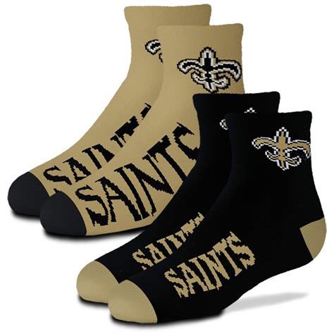 Youth For Bare Feet New Orleans Saints 2 Pack Team Quarter Length Socks