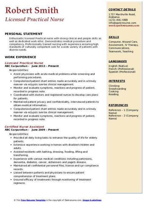 Lpn Nurse Resume Sample