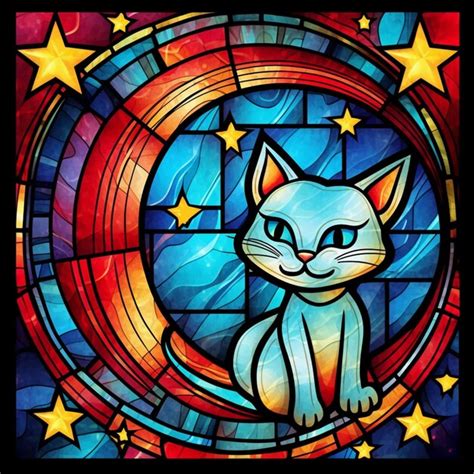 Premium Photo A Close Up Of A Cat Sitting On A Stained Glass Window