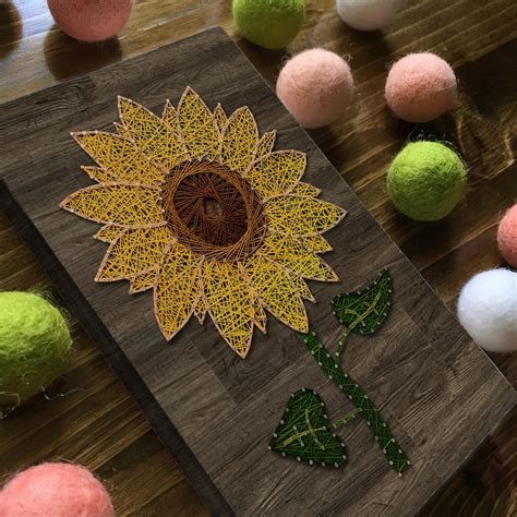 Sunflower String Art Kit Diy Kit Includes All Craft Supplies Etsy