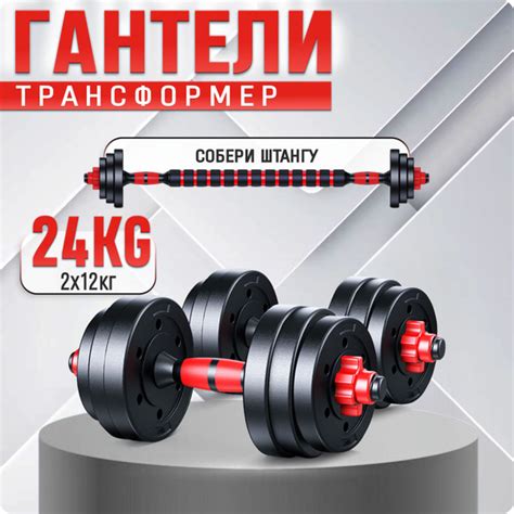 Гантели SportOlympic мультикарта2, 2 шт. по 12 кг, черный, красный ...