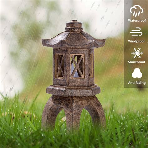 Teresas Collections Pagoda Lantern Garden Statues With Flickering