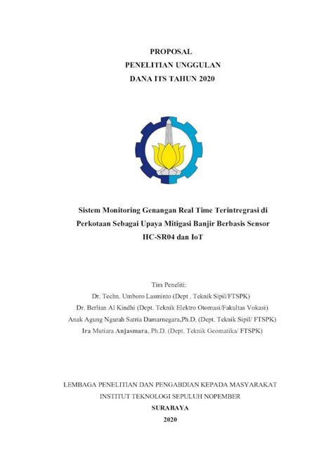 Pdf Proposal Penelitian Unggulan Dana Its Tahun Proposal