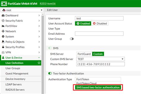 Technical Tip Create A User With Sms Based Two Fa Fortinet Community