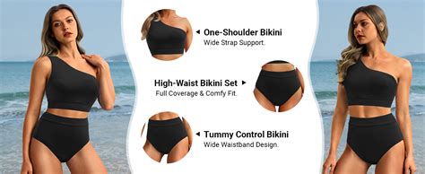 Amazon Holipick Women One Shoulder High Waisted Bikini Set Two Piece Tummy Control
