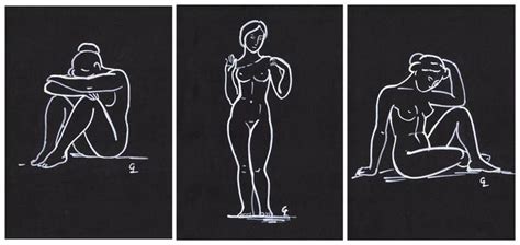 A Minimalist Drawing Of A Female Nude Based On A Sculpture By Aristide