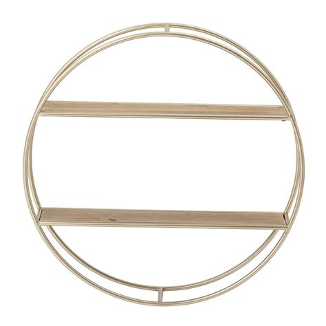 Bloomingville Etagere Murale Ronde Metal Dore Bois Kdesign