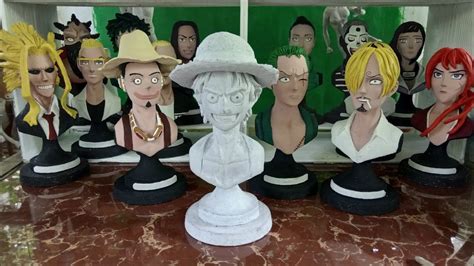 Sculpting Luffy Portrait Bust One Piece Anime Paper Mache Clay