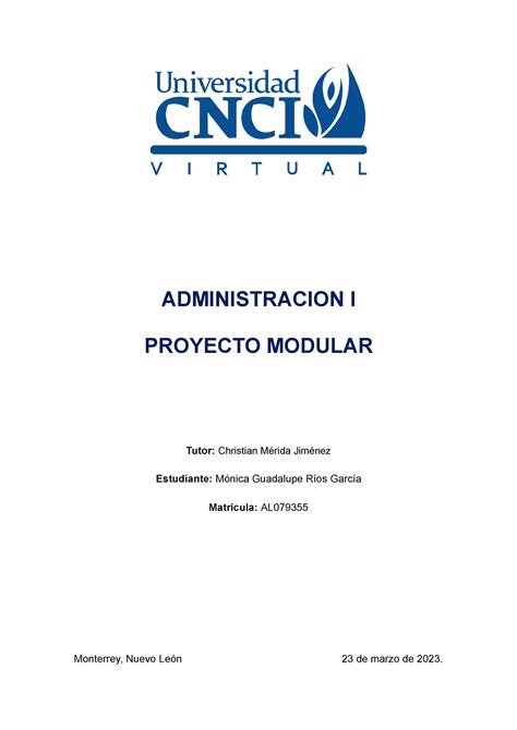 Administracion I Proyecto Modular Administracion I Proyecto Modular