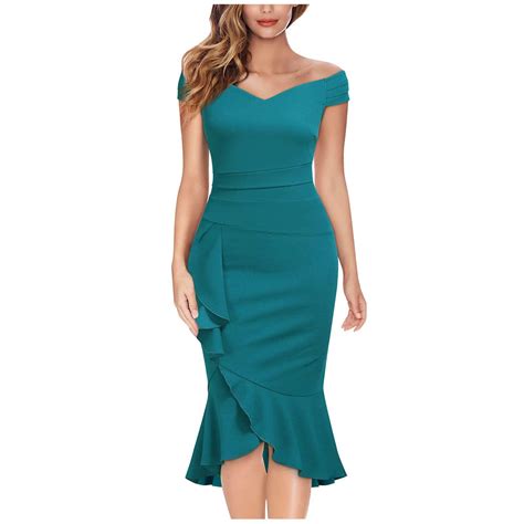 Jgtdbpo Summer Wedding Guest Dresses For Women Casual Dresses V Neck Sleeveless One Shoulder