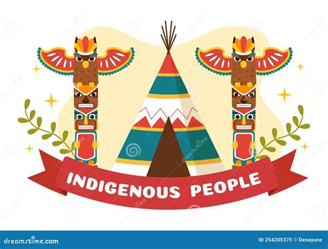 Worlds Indigenous Peoples Day On August Hand Drawn Cartoon Flat