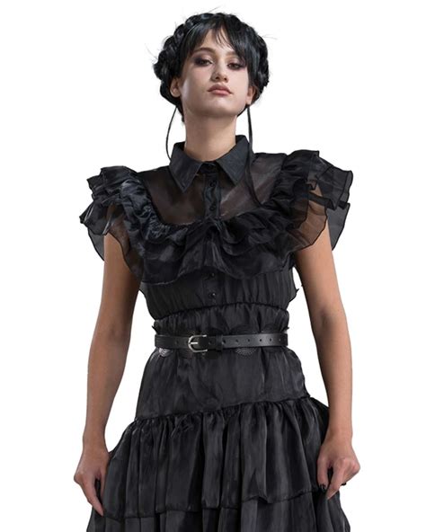 Kostüm Wednesday für Damen Ballkleid Rabenball Schwarz Addams