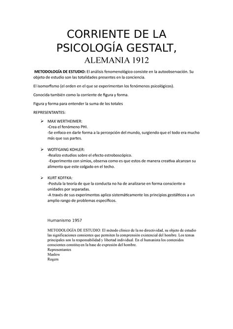 Corriente De La Psicolog A Gestalt Corriente De La Psicolog A Gestalt