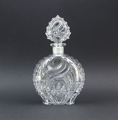 Large Vintage Clear Glass Perfume Bottle With Stopper Retro Molded