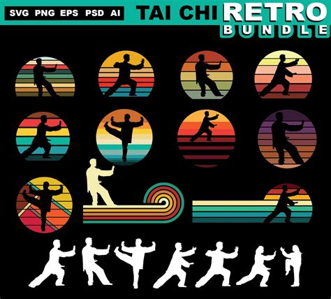 Tai Chi Svg Martial Arts Svg Or Mma Svg Retro Graphic Bundle Etsy