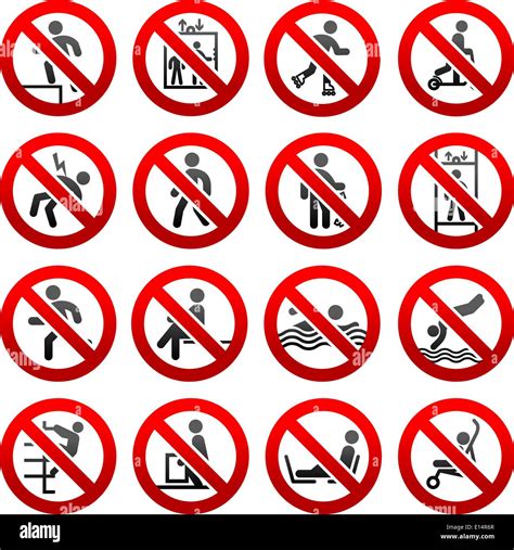 Set Ban Icons Prohibited Signs Forbidden Symbols Stock Vector Image