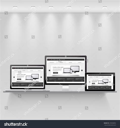 Responsive Web Template Gallery Wall Vector Stock Vector (Royalty Free ...