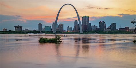 Saint Louis Skyline Panorama Sunset Photograph By Gregory Ballos