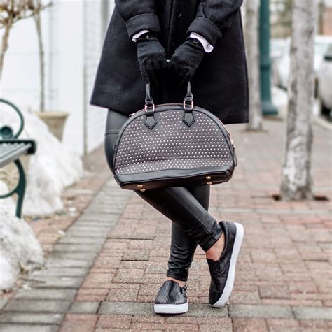 The House Of Sequins: Black Faux Leather Slip On Sneakers