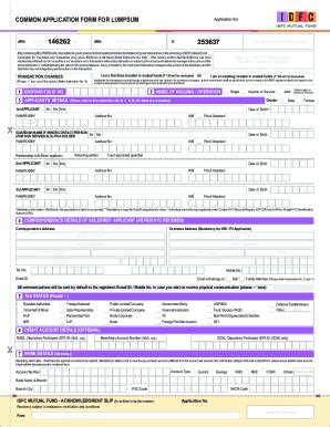 Fillable Online Common Application Form For Lumpsum Fax Email Print