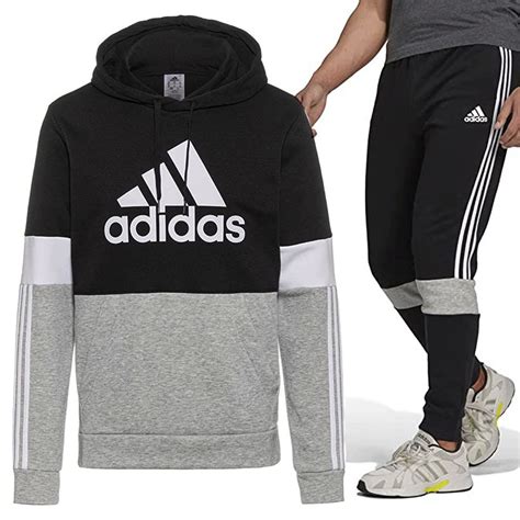 Adidas Uomo Tuta Completa M CB HD Nero Grigio Felpata Con Cappuccio