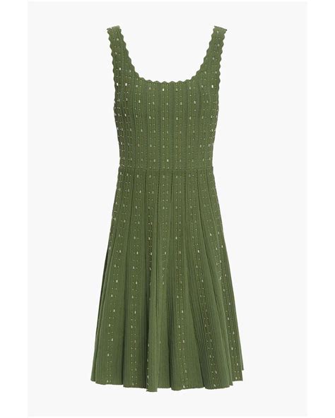 Sandro Avah Scalloped Embellished Ribbed Knit Mini Dress In Green Lyst