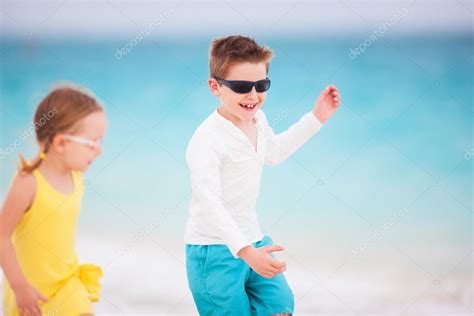 Two kids at beach — Stock Photo © shalamov #36921931