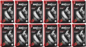 MANFORCE Xotic Strawberry Flavoured Extra Dotted Condoms For Men 10