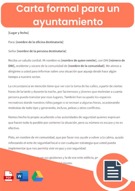 Carta Formal Para Ayuntamiento Rellena Online Word Pdf