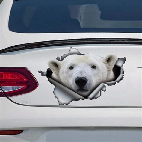 Buy Polar Bear Car Decal, Polar Bear Sticker, White Bear Decal Stickers 3D Funny Car Decal ...