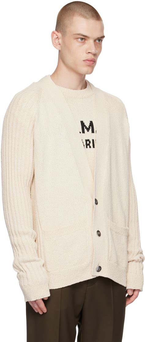 Balmain Off White Intarsia Cardigan Balmain