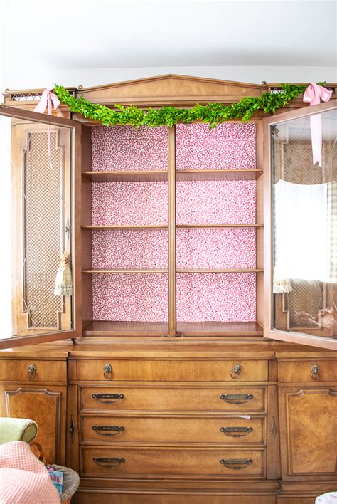 Painted China Cabinet With Wallpaper Two Birds Home