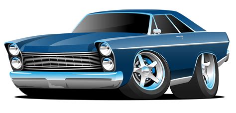 Classic American Muscle Cars Cartoon