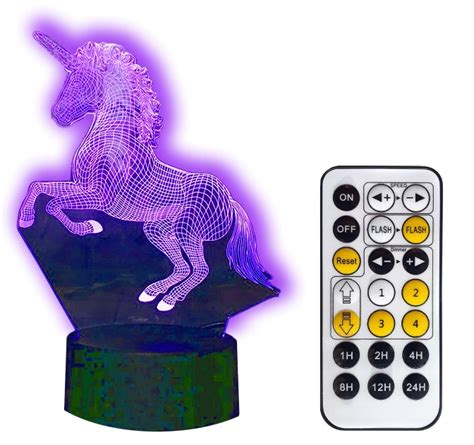 Lampka nocna 3D LED JEDNOROŻEC UNICORN USB PILOT RGB Inna marka