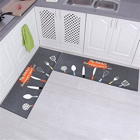 Carvapet 2 Pieces Kitchen Rug Set Non Slip Rubber Backing For