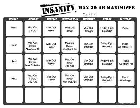 Insanity Max Calendar With Abs Danya Ellette