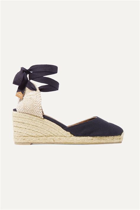 Casta Er Carina Canvas Wedge Espadrilles Navy Editorialist