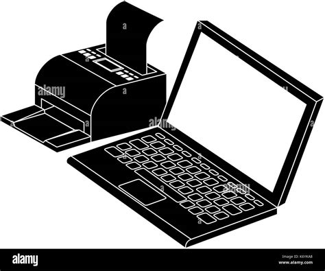 laptop computer with printer vector illustration design Stock Vector ...