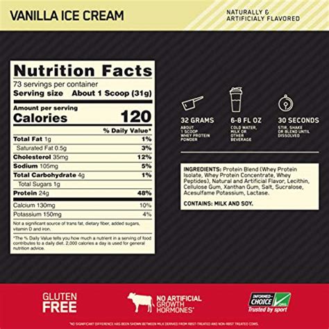 Optimum Nutrition Gold Standard 100 Whey Protein Powder Vanilla Ice